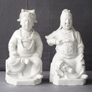 Twee Chinese Dehua blanc de Chine figuren van Guandi en Zhenwu, 18/19e eeuw — foto 21