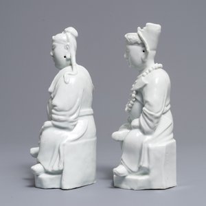 Twee Chinese Dehua blanc de Chine figuren van Guandi en Zhenwu, 18/19e eeuw — foto 5