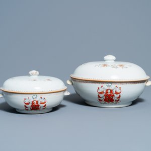 Twee Chinese dekselterrines met het wapen van Ross of Balnagowan voor de Schotse markt, Qianlong — foto 1