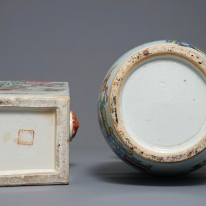 Twee Chinese famille rose en qianjiang cai vazen, 19/20e eeuw — foto 6