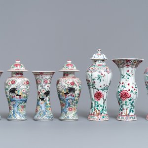 Twee Chinese famille rose kaststellen, Qianlong en 19e eeuw — foto 1