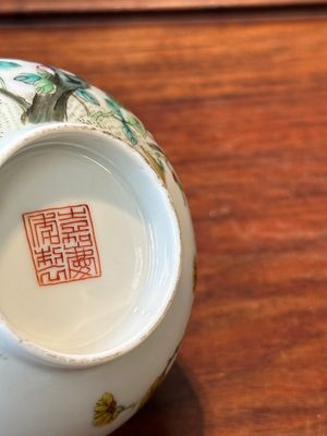 Twee Chinese famille rose kommen, een bord met boeddhistische leeuw en een 'Wu Shuang Pu' kom, 19e eeuw — foto 28