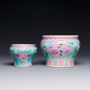 Twee Chinese famille rose kommen voor de Straits of Peranakan markt, 19e eeuw — foto 2