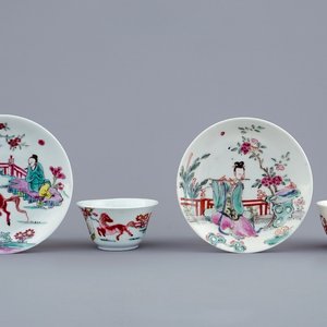 Twee Chinese famille rose kop en schotels, Yongzheng, 1723-1735 — foto 1