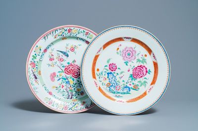 Twee Chinese famille rose schotels, Yongzheng/Qianlong