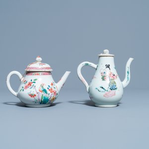 Twee Chinese famille rose theepotten met deksels, Yongzheng/Qianlong — foto 4
