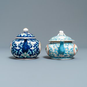 Twee Chinese famille rose theepotten voor de Straits of Peranakan markt, 19e eeuw — foto 3