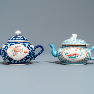 Twee Chinese famille rose theepotten voor de Straits of Peranakan markt, 19e eeuw — foto 4