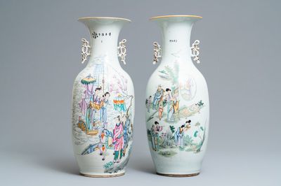 Twee Chinese famille rose vazen, 19/20e eeuw