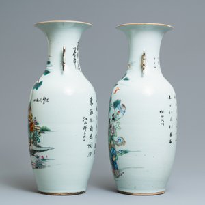 Twee Chinese famille rose vazen, 19/20e eeuw — foto 4