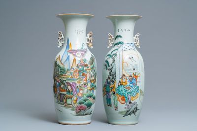 Twee Chinese famille rose vazen, 19/20e eeuw