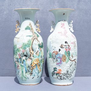 Twee Chinese famille rose vazen, 19/20e eeuw — foto 7