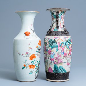 Twee Chinese famille rose vazen, 19/20e eeuw — foto 2