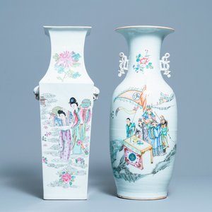 Twee Chinese famille rose vazen, 19/20e eeuw — foto 1