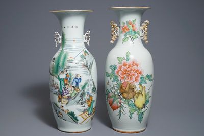 Twee Chinese famille rose vazen, 19/20e eeuw