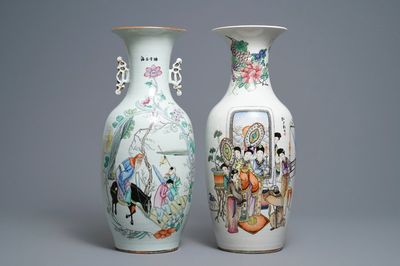 Twee Chinese famille rose vazen, 19/20e eeuw