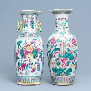 Twee Chinese famille rose vazen, 19e eeuw — foto 1