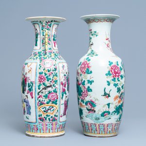 Twee Chinese famille rose vazen, 19e eeuw — foto 4