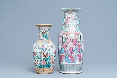 Twee Chinese famille rose vazen, 19e eeuw
