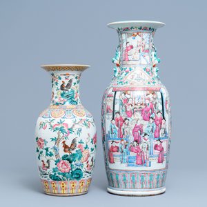 Twee Chinese famille rose vazen, 19e eeuw — foto 1