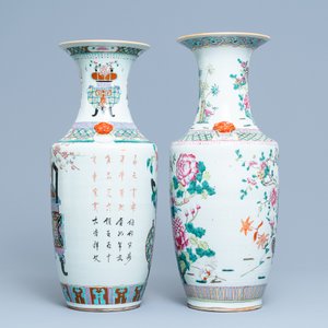 Twee Chinese famille rose vazen, 19e eeuw — foto 2