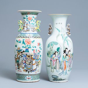 Twee Chinese famille rose vazen, 19e eeuw — foto 1