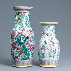 Twee Chinese famille rose vazen, 19e eeuw — foto 3