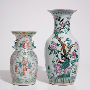 Twee Chinese famille rose vazen, 19e eeuw — foto 3