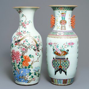 Twee Chinese famille rose vazen, 19e eeuw — foto 1