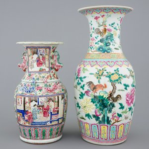 Twee Chinese famille rose vazen, 19e eeuw — foto 3