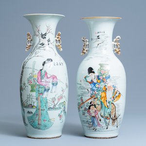 Twee Chinese famille rose vazen met onsterfelijken, 19/20e eeuw — foto 1