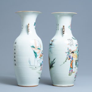 Twee Chinese famille rose vazen met spelende jongens en musicerende dames, 19/20e eeuw — foto 2