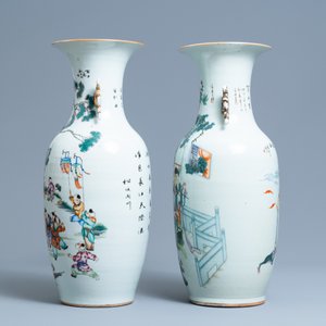 Twee Chinese famille rose vazen met spelende jongens en musicerende dames, 19/20e eeuw — foto 4