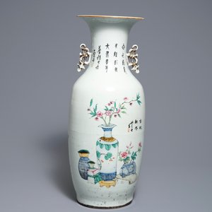 Twee Chinese famille rose vazen met tweezijdig decor, 19/20e eeuw — foto 5