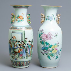 Twee Chinese famille rose vazen met tweezijdig decor, 19/20e eeuw — foto 3
