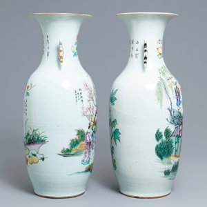Twee Chinese famille rose vazen met tweezijdig decor, 19/20e eeuw — foto 2
