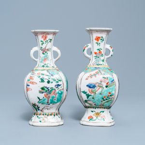 Twee Chinese famille verte vazen met kylins, Kangxi — foto 3