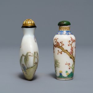 Twee Chinese glazen snuifflessen, Guyue Xuan merk, wellicht keizerlijk atelier, Peking, Qianlong — foto 4