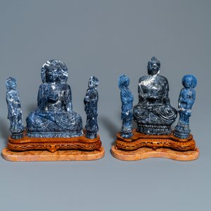 Twee Chinese groepen in lapis lazuli, 20e eeuw — foto 1