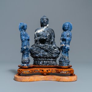 Twee Chinese groepen in lapis lazuli, 20e eeuw — foto 2