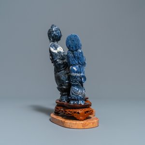 Twee Chinese groepen in lapis lazuli, 20e eeuw — foto 5