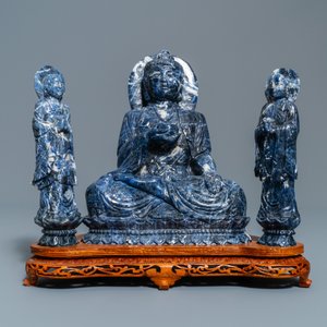 Twee Chinese groepen in lapis lazuli, 20e eeuw — foto 8