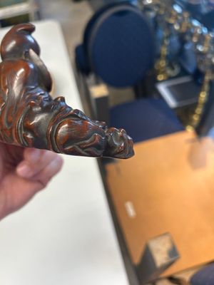 Twee Chinese houten sculpturen van Guanyin en Tudigong, Qing — foto 2