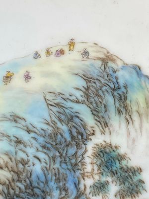 Twee Chinese qianjiang cai plaquettes, gesigneerd Shi Qifeng 石奇峰 en Wang Xiliang 王錫良, gedateerd 1944 — foto 3