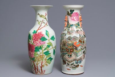Twee Chinese qianjiang cai vazen, 19/20e eeuw