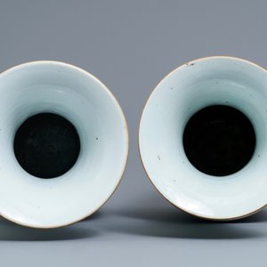 Twee Chinese qianjiang cai vazen, 19/20e eeuw — foto 5