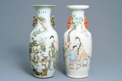 Twee Chinese qianjiang cai vazen, 19/20e eeuw
