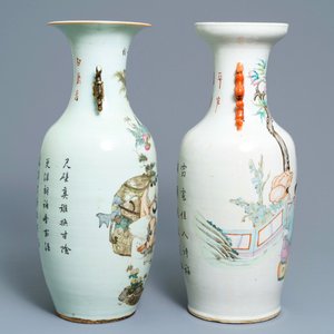Twee Chinese qianjiang cai vazen, 19/20e eeuw — foto 2