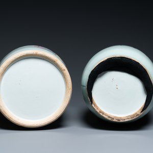 Twee Chinese qianjiang cai vazen, 19/20e eeuw — foto 6