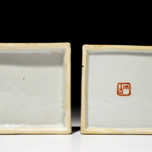 Twee Chinese qianjiang cai zegelwasdoosjes met deksels, 19/20e eeuw — foto 3
